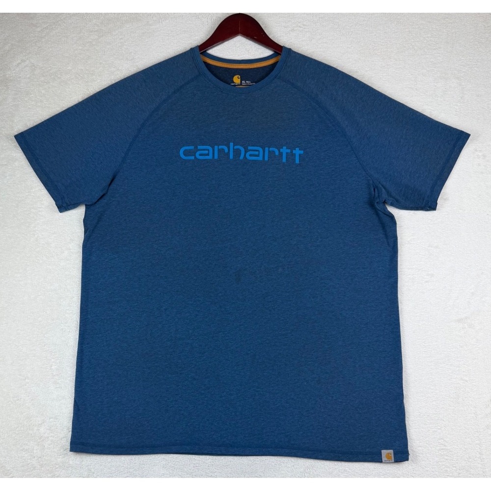 Carhartt Force Mens XL Tall Relaxed Fit Short Sleeve Logo T-Shirt Heather Blue